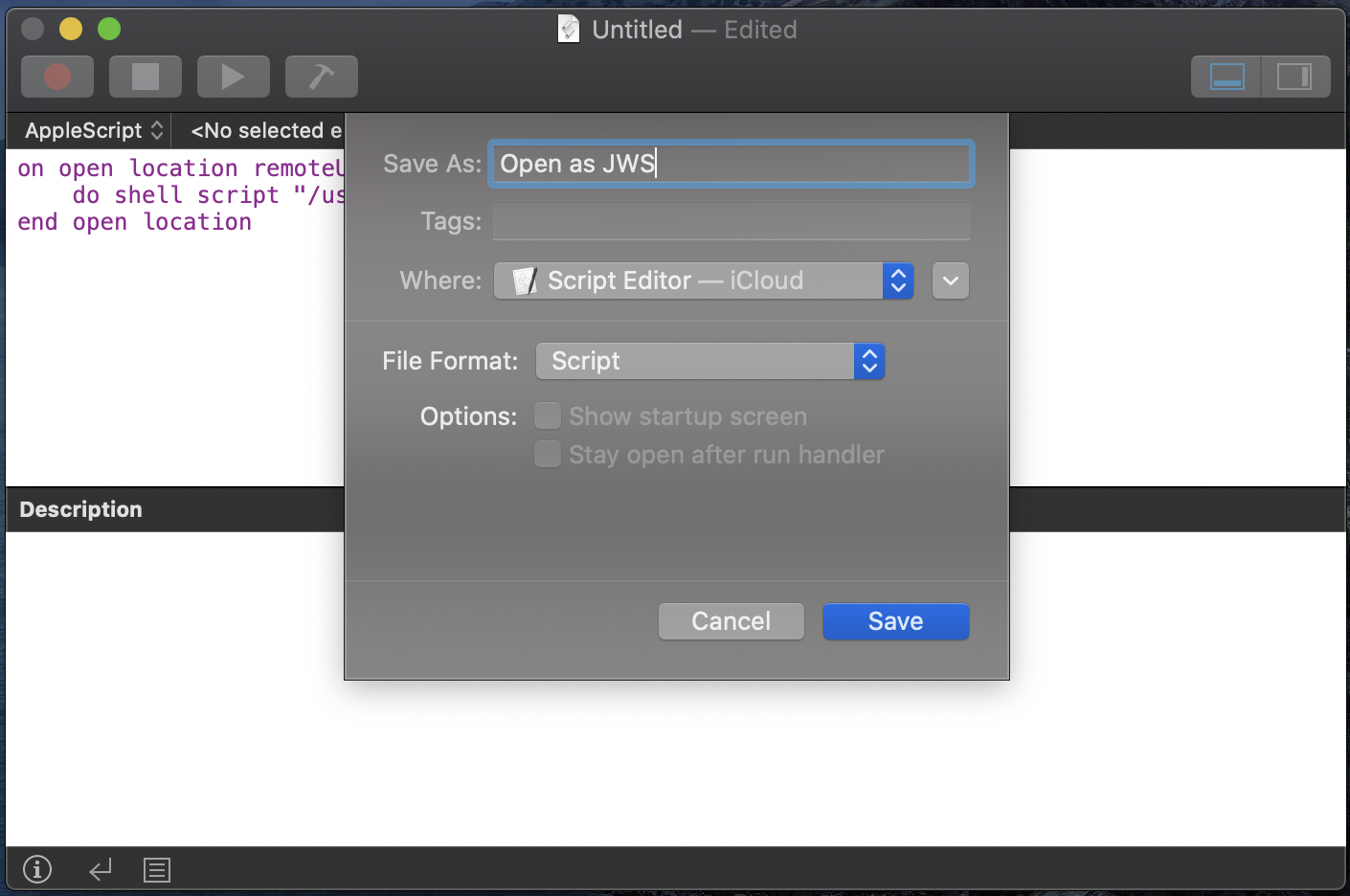 Зберігаємо скрипт для відкриття файлів